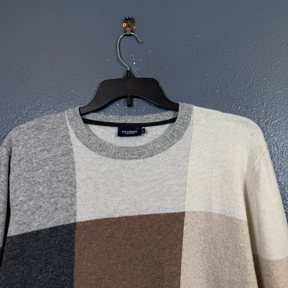 Holebrook Sweden XL men’s abstract multicolor woll knitted sweater crew neck - Picture 2 of 11